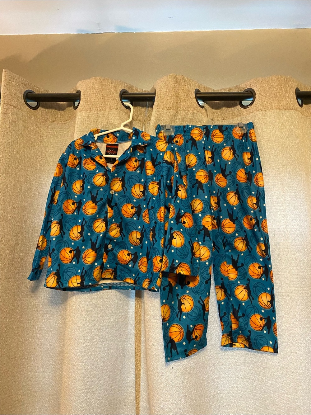 NWT Basketball Print Kids Pajama Set - Blue & Orange, Size 4T